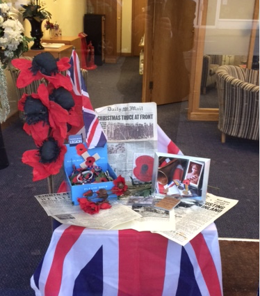 Remembrance Day Window Display at Molesey Branch