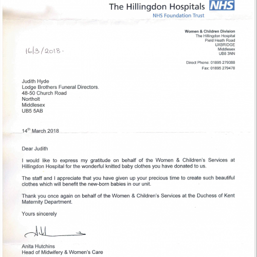 Judy Hyde Gets Special Thanks from Hillingdon Hospital Judy Hyde Gets Special Thanks from Hillingdon Hospital