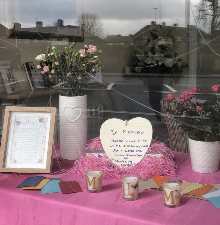 MOTHERING SUNDAY REMEMBERANCE TABLE AT FELTHAM