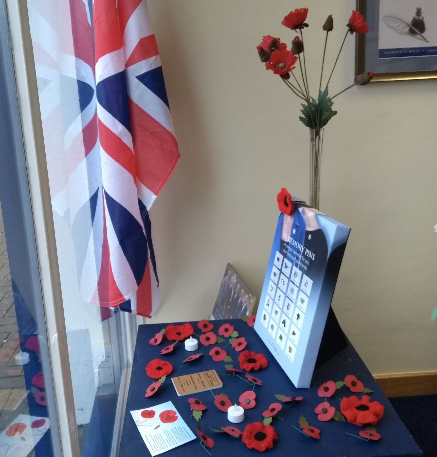 Knitted Poppies at Molesey Branch