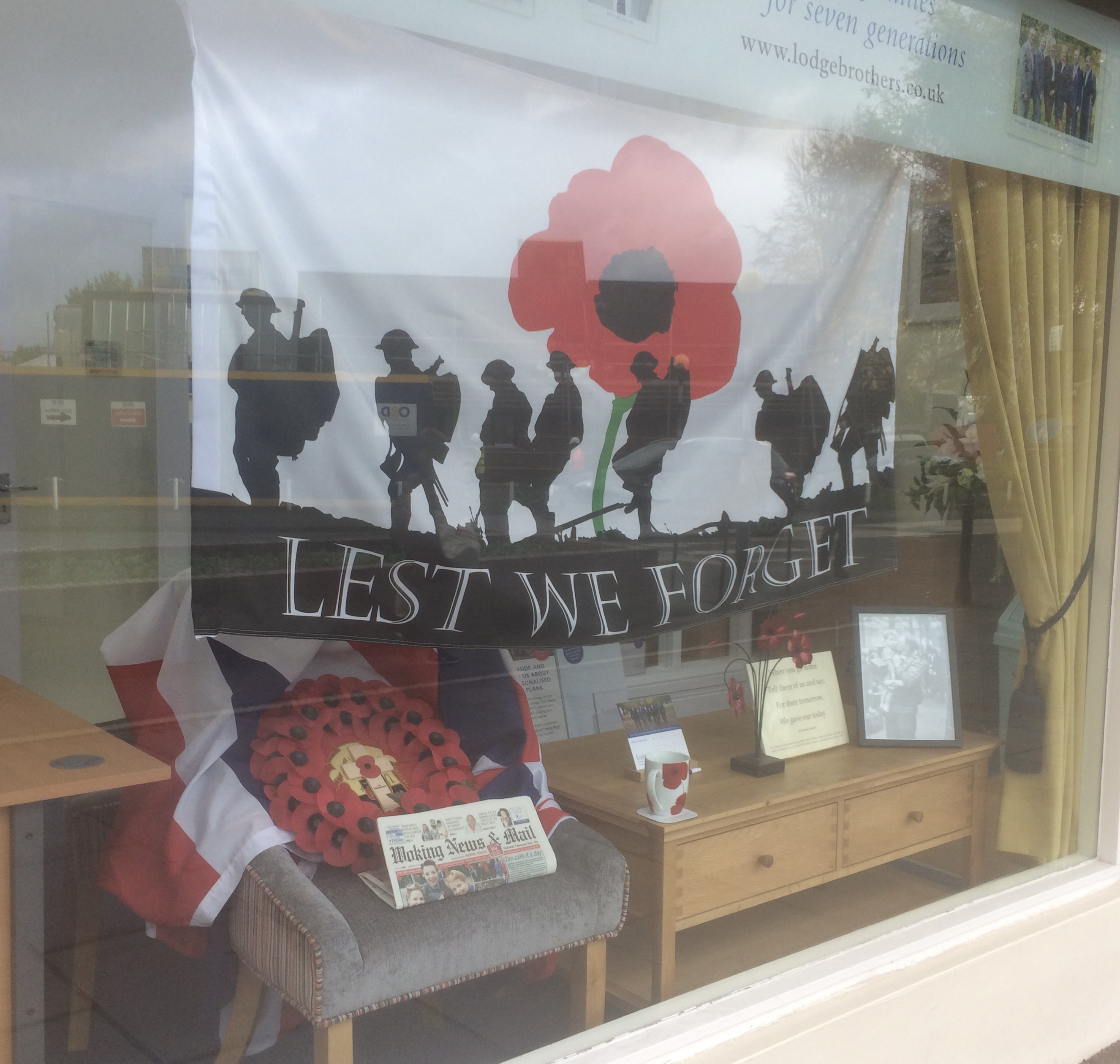 Lodge Brothers Woking Remembrance Window Display Makes the Papers!