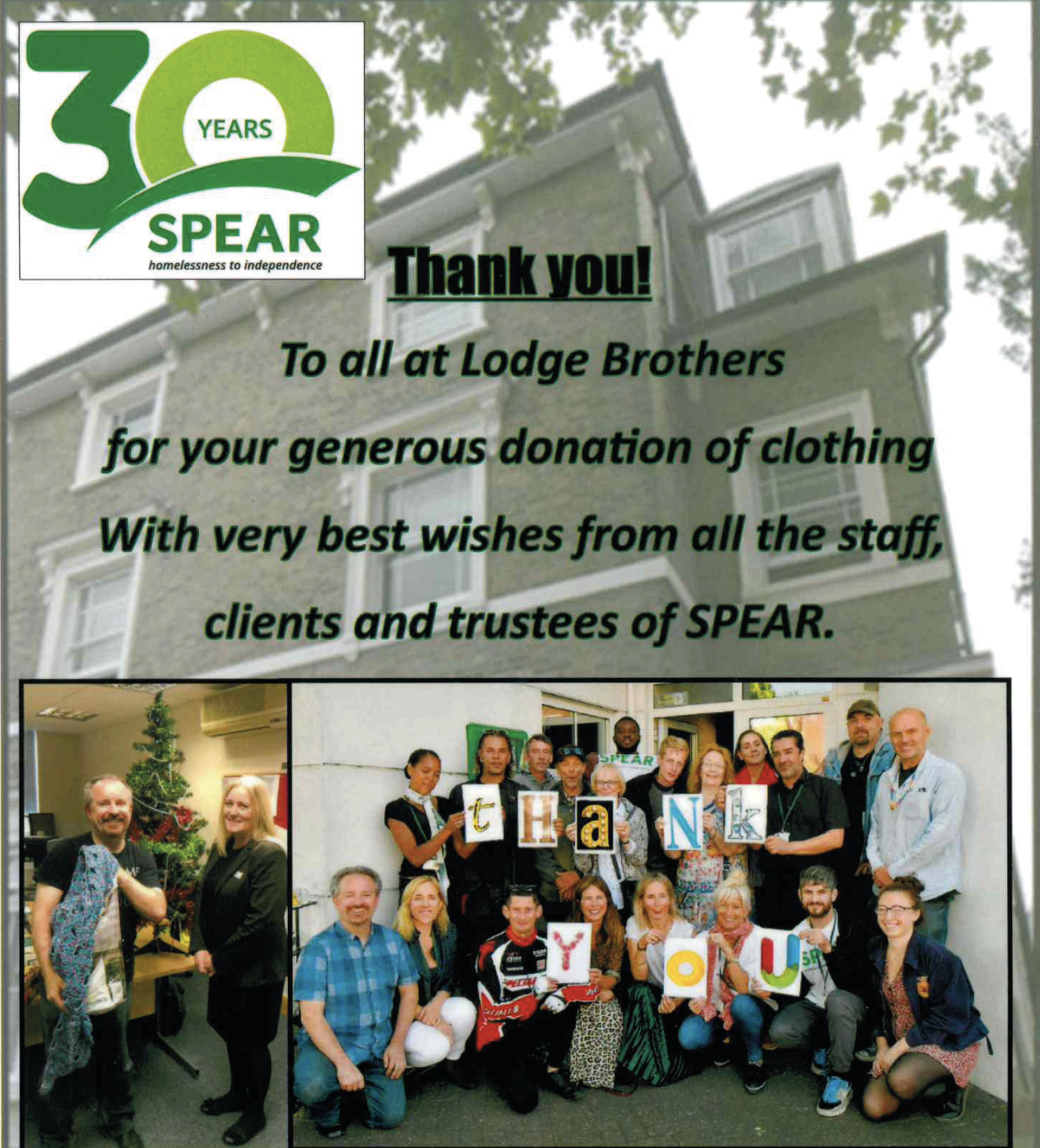 Letter of Thanks From SPEAR London